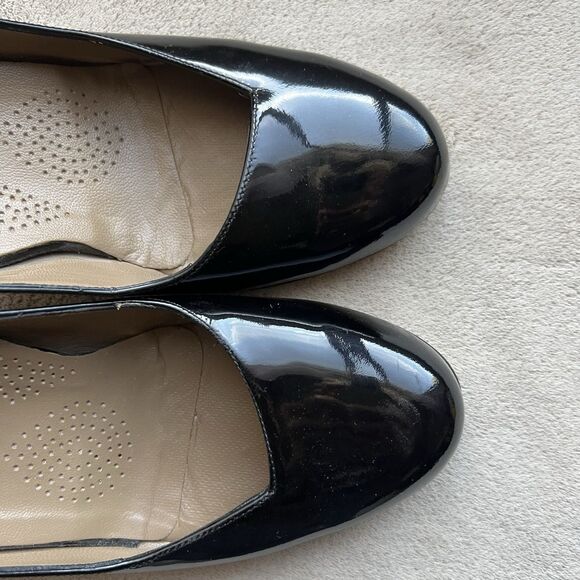 ANYI LU Emily Black Patent Leather Pump Heels EU 37.5 US 7.5 Classic Minimalist - Picture 10 of 16